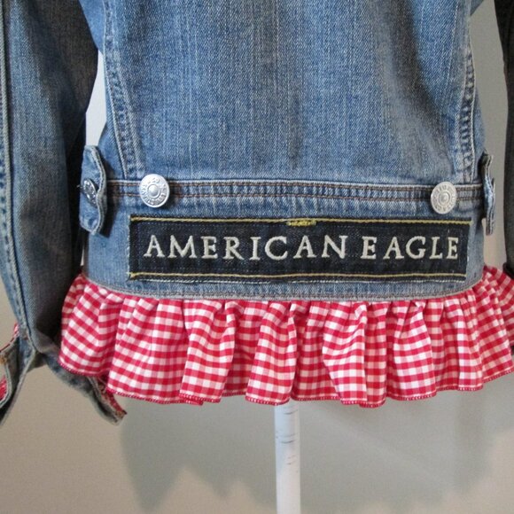 Upcycled Vintage Levi Iconic Type 1 Jean Jacket, American Theme, Reworked Denim - Picture 11 of 14